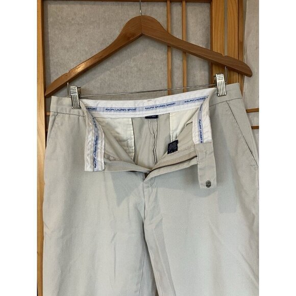 Ralph Lauren Sport Pants Womens Size 10 Beige Flat Front Chino Twill Straight - Picture 7 of 11